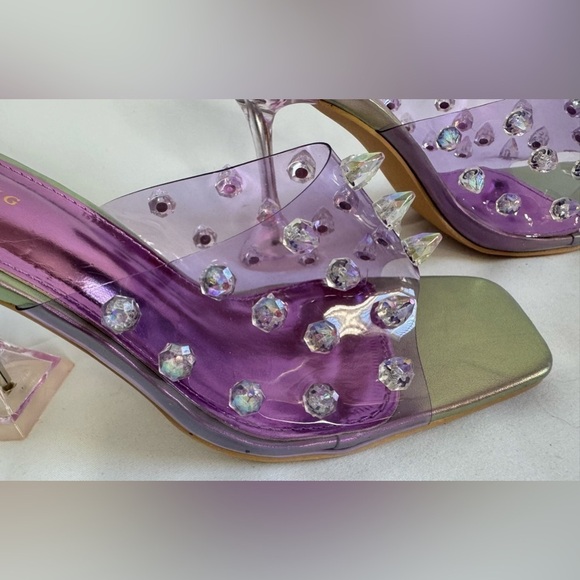 NEW Azalea Wang Women’s Sweet and Sour Chunky Sandals in Purple Size 10 - Picture 6 of 16